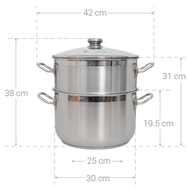 Bộ Nồi Xửng Hấp Fivestar 3 Đáy 26/28/30/32cm Chất Liệu Inox 430 Sáng Bóng, Bền Tốt, Ít Bị Oxy Hóa Bảo Hành 5 Năm- Hàng Chính Hãng