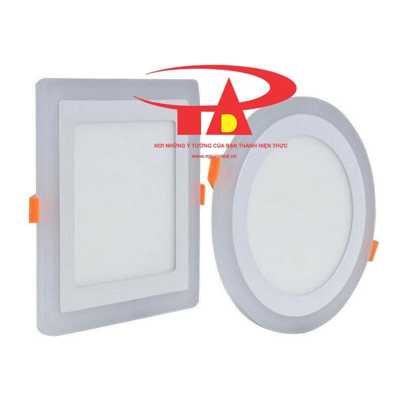 Đèn led âm trần vuông siêu sáng Công suất 3+3, 6+3, 12+4, 18+6, ba chế độ sáng, viền xanh dương.