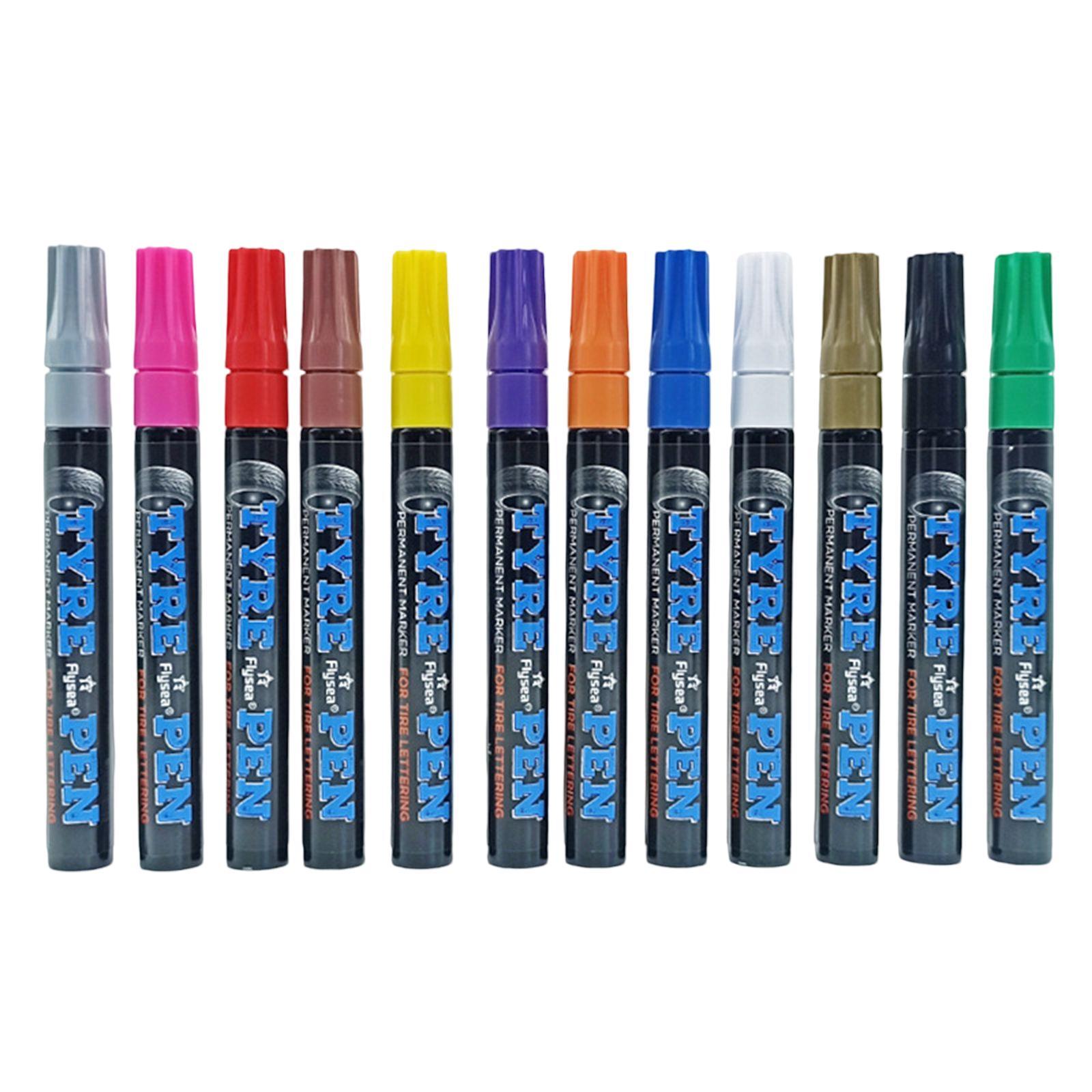 Set of 12 12 Color Waterproof Car Tyre Tire Paint Pen Quick