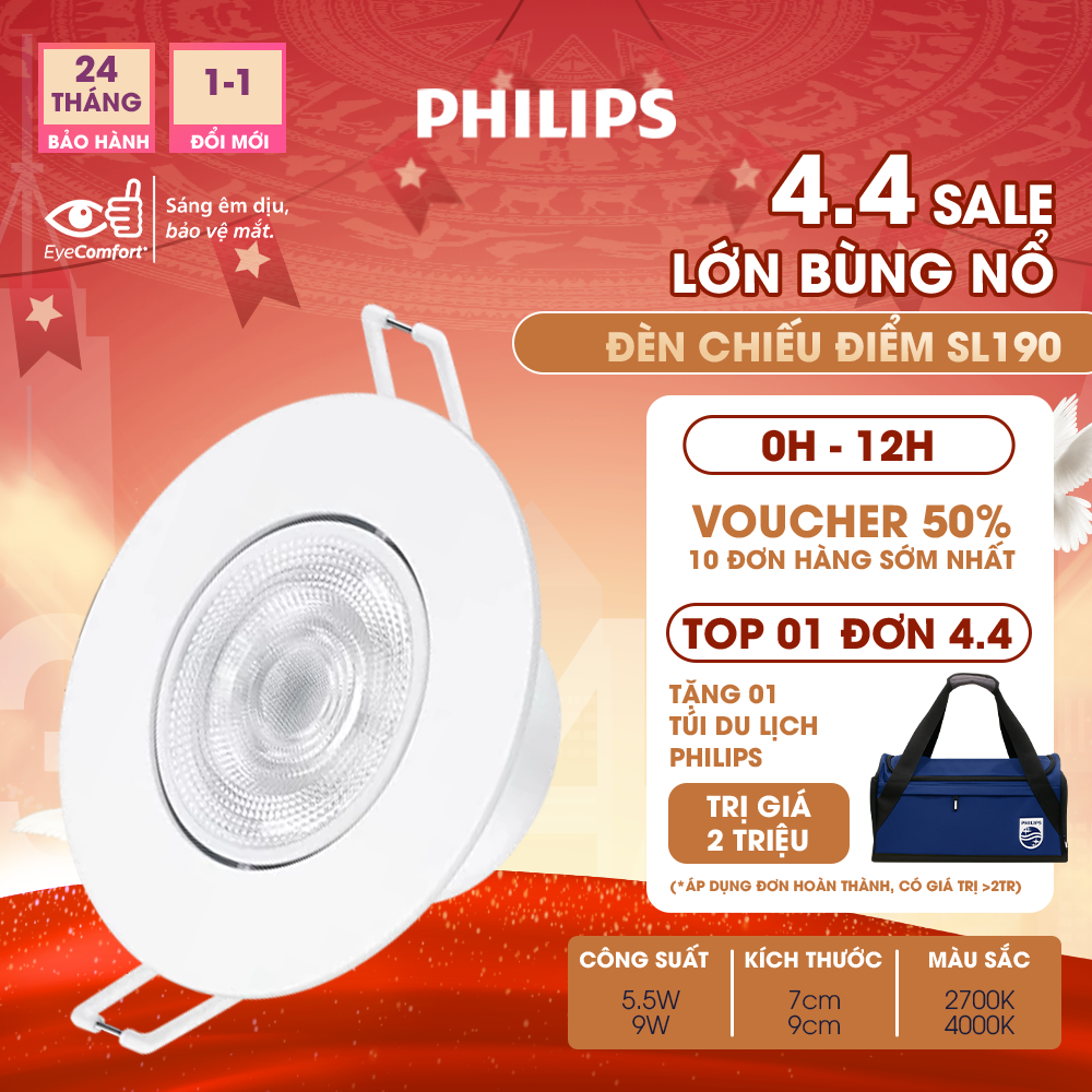 Đèn chiếu điểm Philips SL190 - Công suất (5.5W, 9W), tôn lên vẻ đẹp nội thất trong nhà