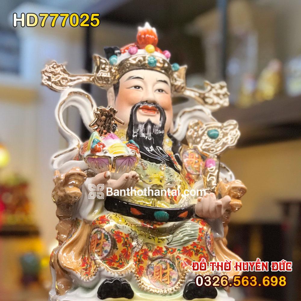 Tượng Thần Tiền bằng Sứ gấm đỏ HD777025