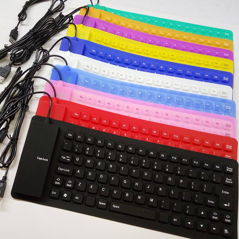 Vận Chuyển Nhanh USB Chống Nước Silicone Mềm Bàn Phím 85 Phím 109 Màu Laptop Máy Tính Đa Năng Gấp Bàn Phím Có Dây