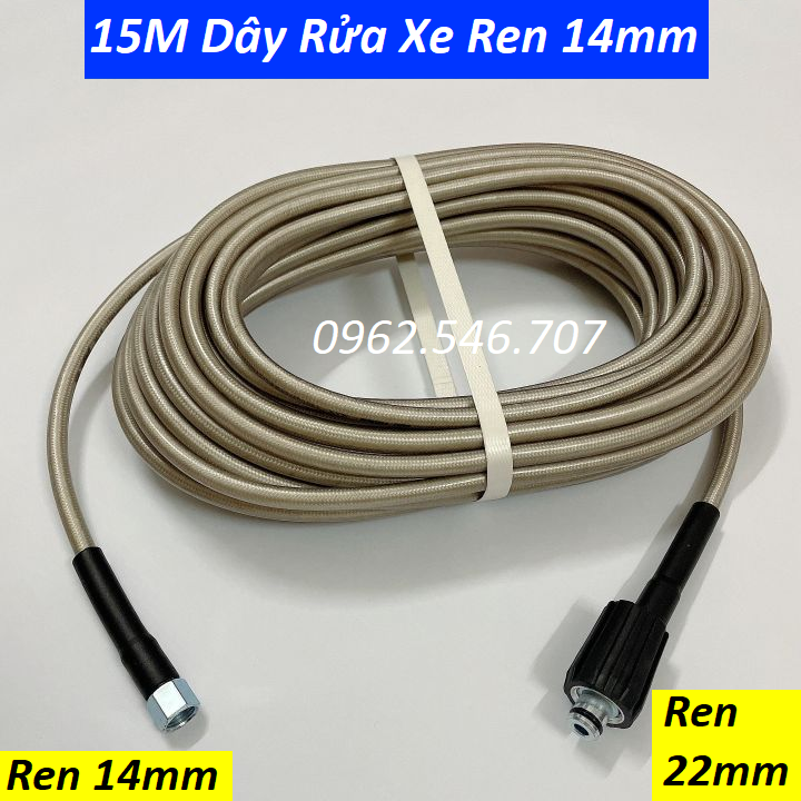 Ống Dây Xịt Rửa Xe Áp Lực Cao 3 Lớp Lõi 10m-15m-20m Ren 14mm | dây xịt rửa xe áp lực cao loại tốt