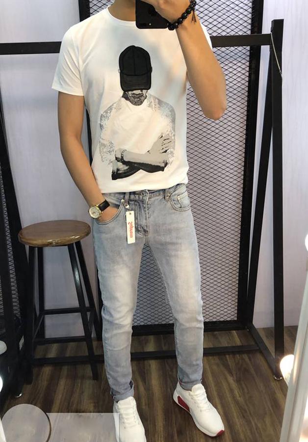 Quần Jean Nam Wash Bạc Dáng Ôm JEANBAC01