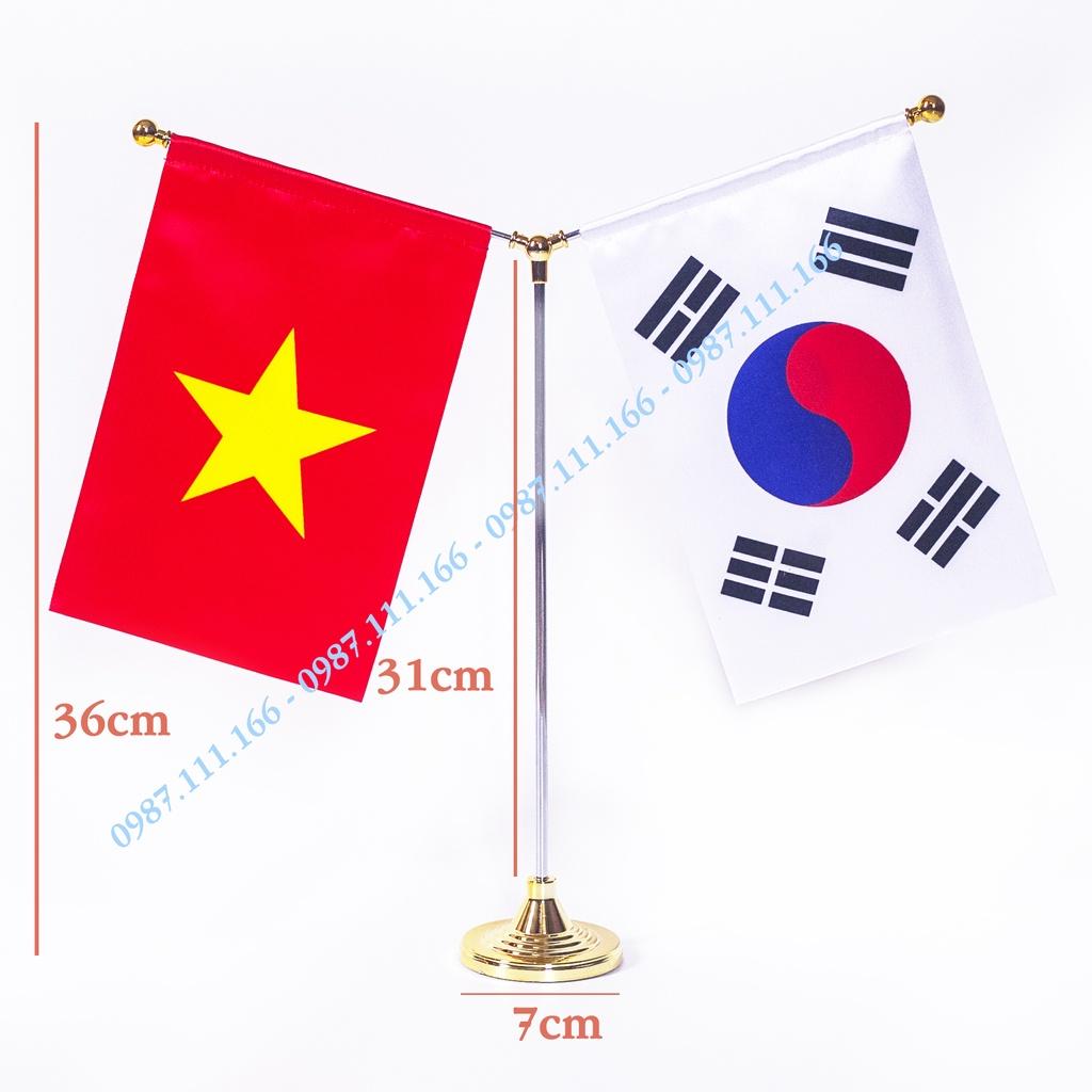 Cờ Để Bàn Đế Inox Loại cắm 2 cờ tùy chọn