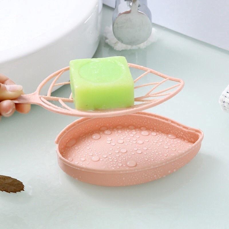Khay đựng xà phòng hình chiếc lá - Khay nhựa đựng xà bông 2 lớp hình lá dễ thương nhiều màu