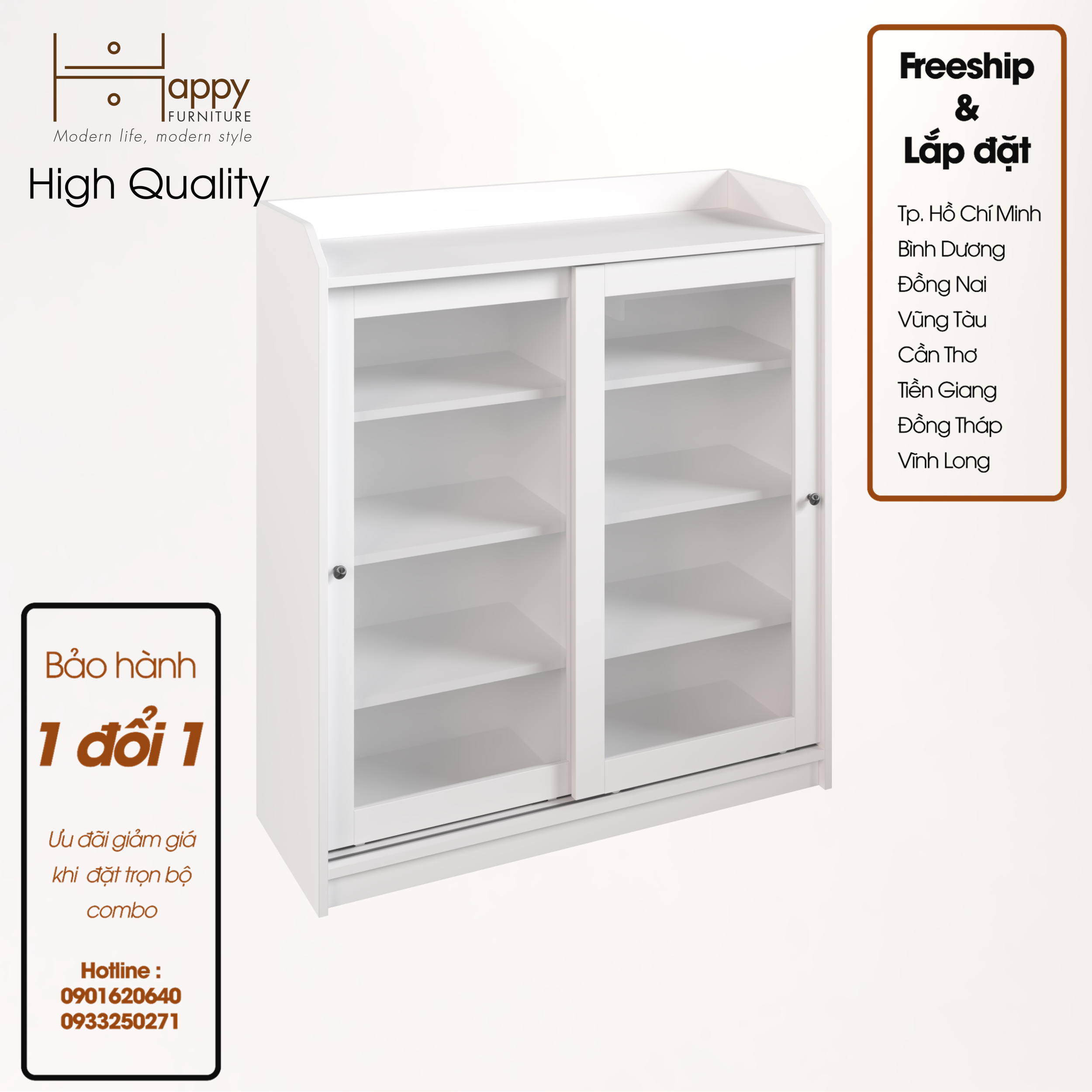 [Happy Home Furniture] RUNI, Tủ đựng đồ - 2 cánh cửa kính,  105cm x 37cm x 116cm ( DxRxC), TCL_001