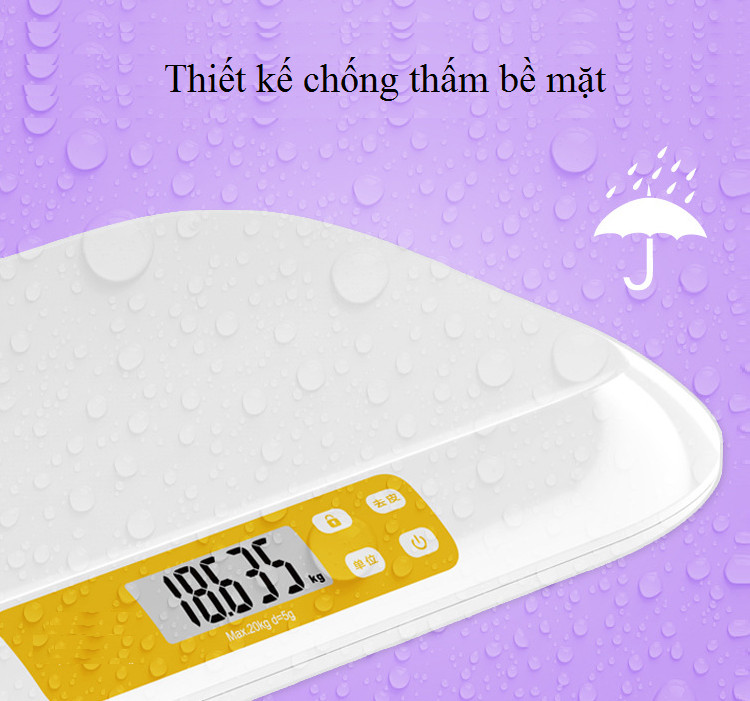 Cân sức khỏe trẻ sơ sinh phím cảm ứng tối đa 20kg chắc chắn, màn hình hiển thị rõ ràng