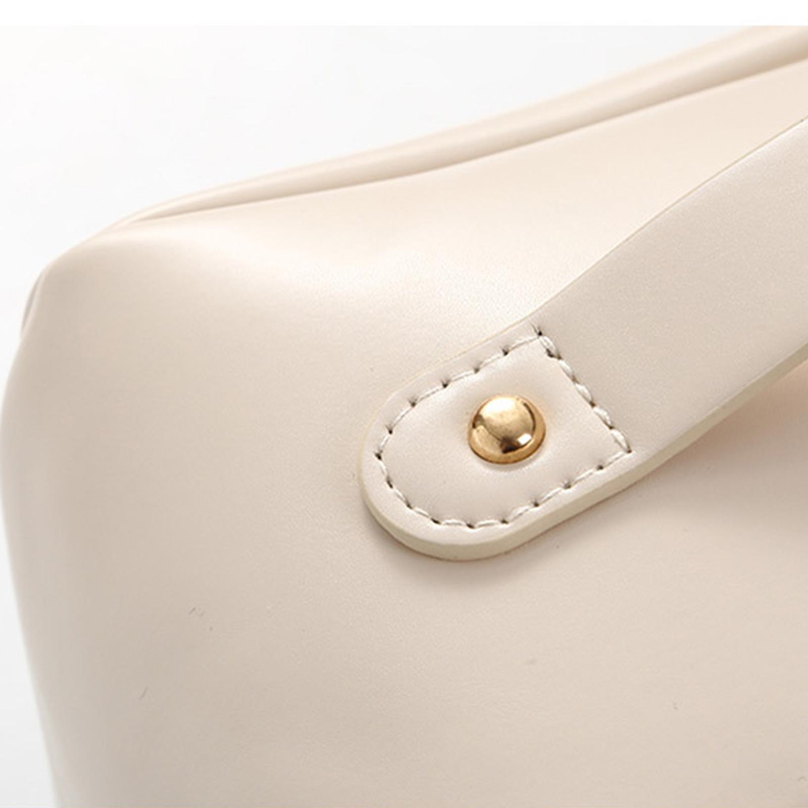 Portable Travel Toiletry Bag PU Leather Handbag Waterproof Women Girls white