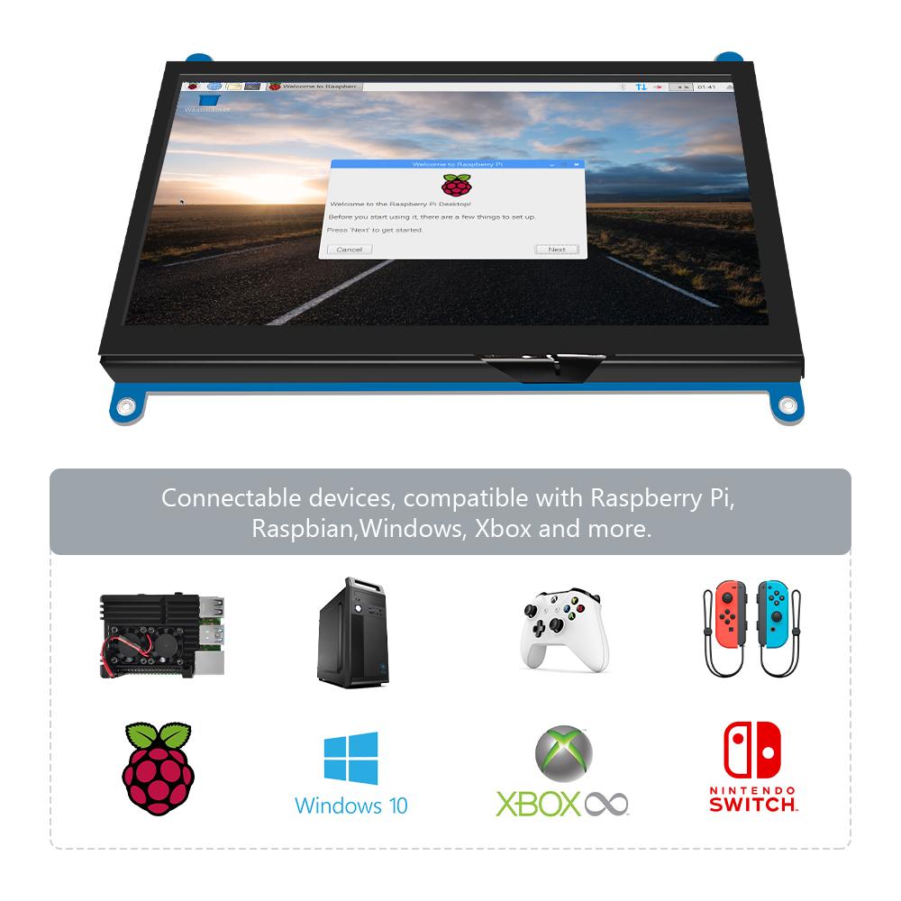 Màn hình màn hình cảm ứng Raspberry Pi Màn hình HDMI 7 inch HDMI Hiển thị 1024x600 Tương thích với Aida Ras Pi 4 3B 3B 2B BB Black Banana Pi