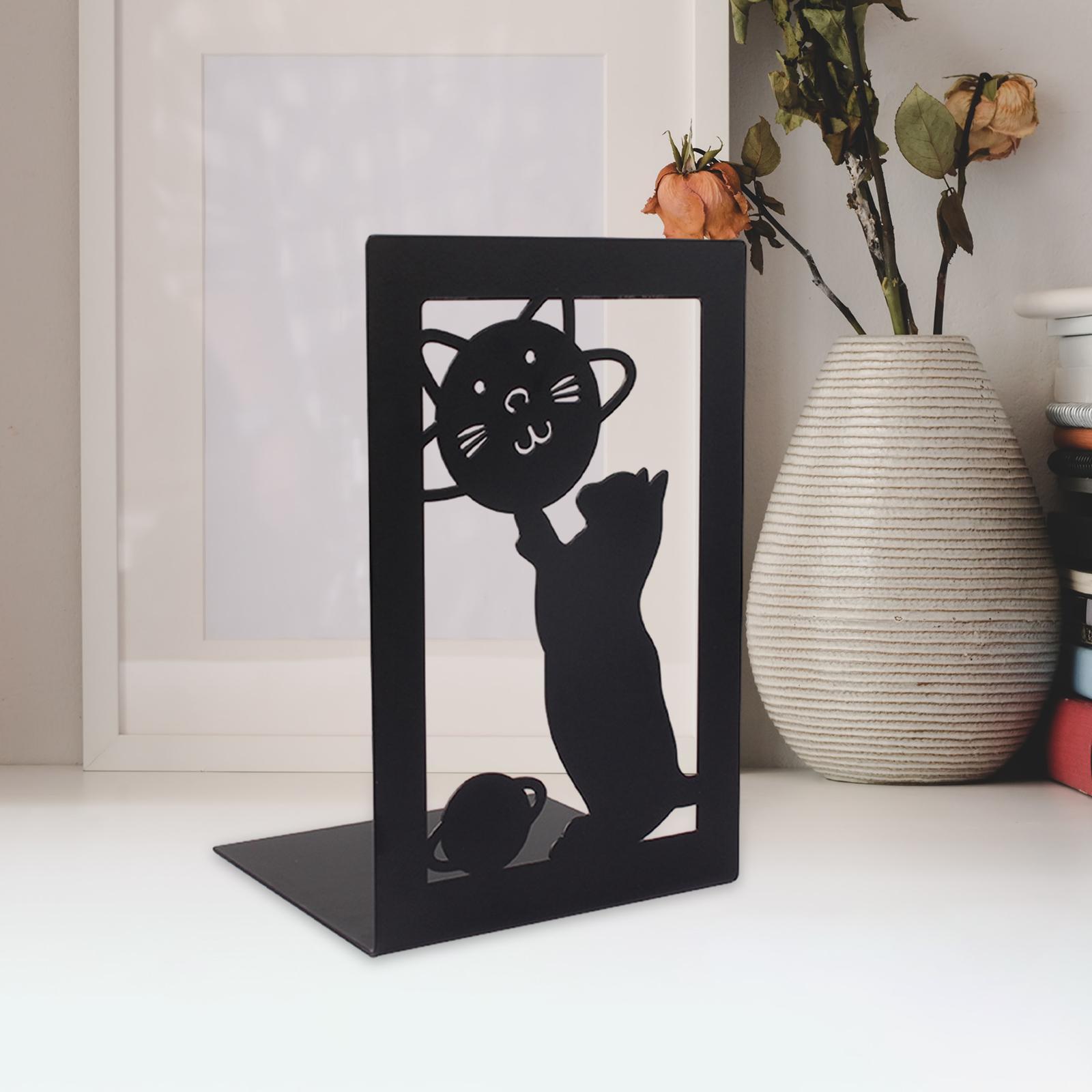 Decorative Bookends Book Shelf Holder Heavy Duty Anti Slip Book Stoppers Metal Book Ends for Shelves School Library Magazines
