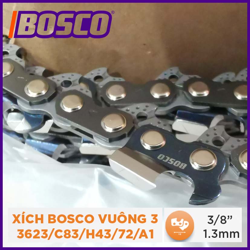 XÍCH  MÁY CƯA  IBOSCO VUÔNG 3 3623/C83/H43/72/A1: 3/8"-1.3mm bản cũ B-CSC38R-3c