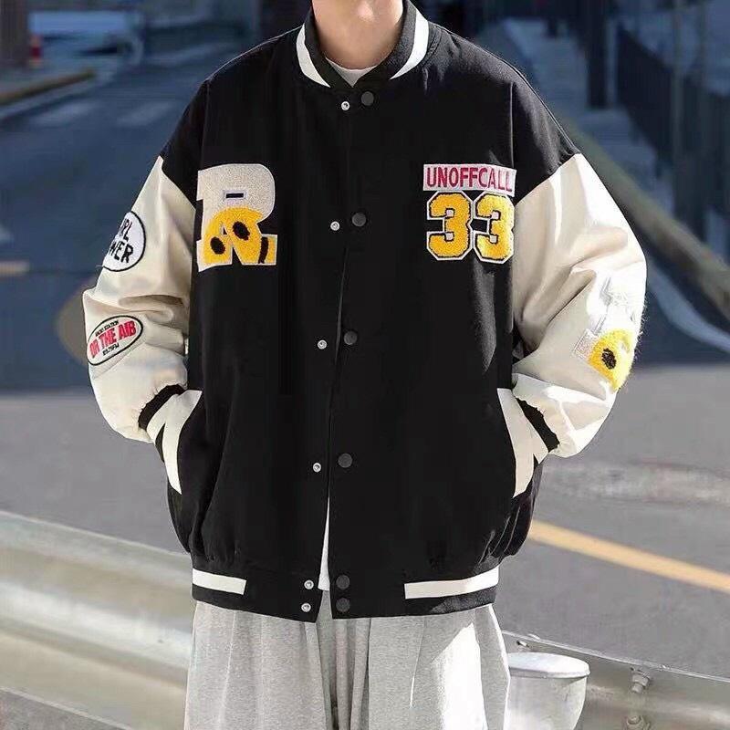 Áo Khoác Bomber Da Nhung Thêu Logo R 33 Form Unisex Nam Nữ Chất Áo 2 Lớp Mịn Đẹp