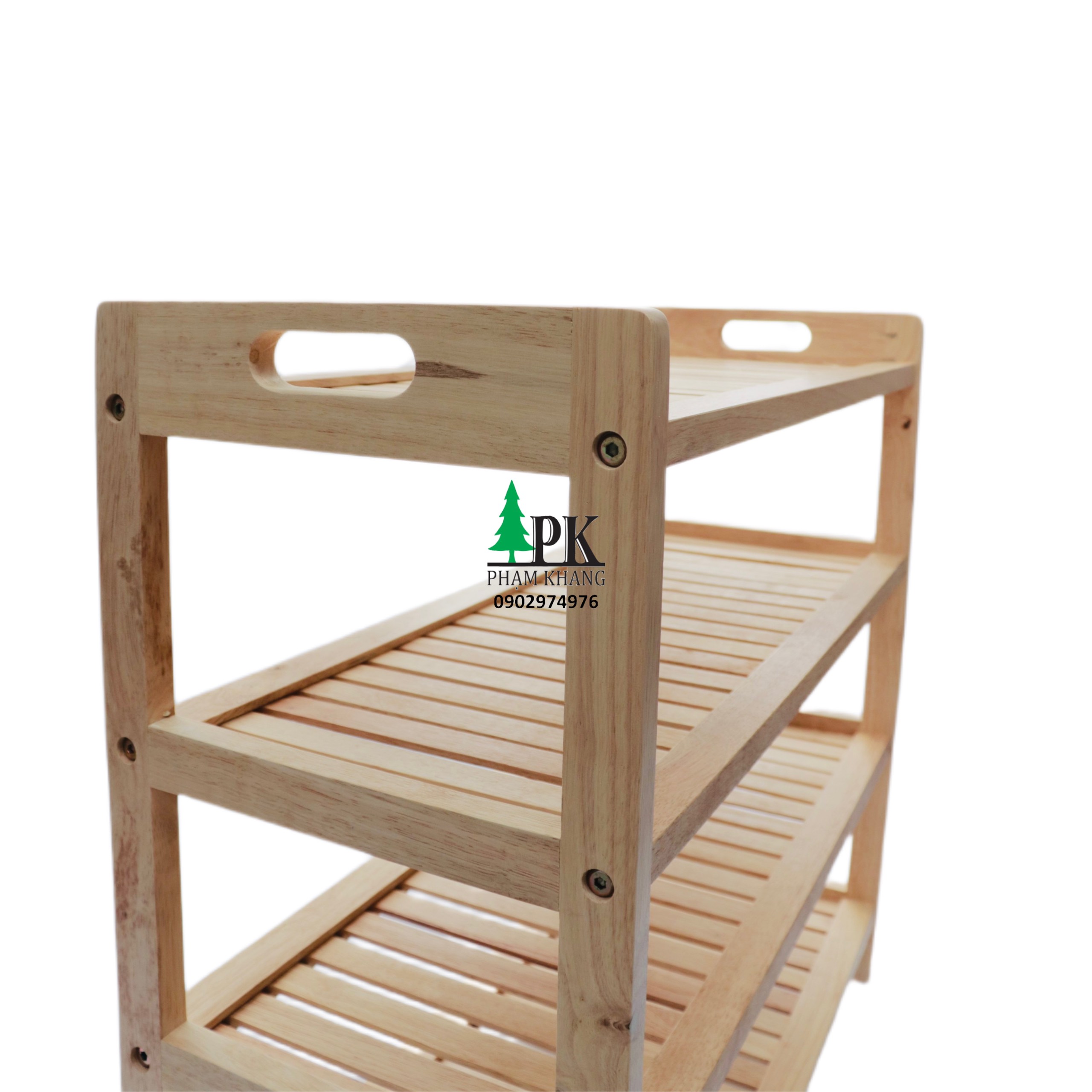 Kệ giày dép 4 tầng Start Decor - Gỗ cao su tự nhiên - Màu Gỗ Tự Nhiên/ Vàng Cherry - Kích thước rộng 64 cm/ 70 cm