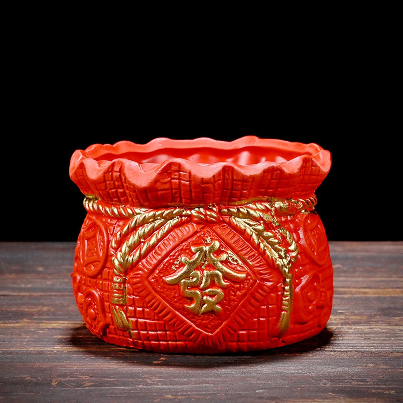 Ceramics Chinese Lucky Money Box Flower  Planter Pot Ornament
