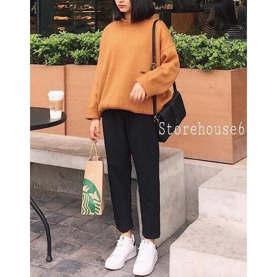 Quần baggy kaki nữ, Quần chinos nữ ống suôn lưng thun cực hot