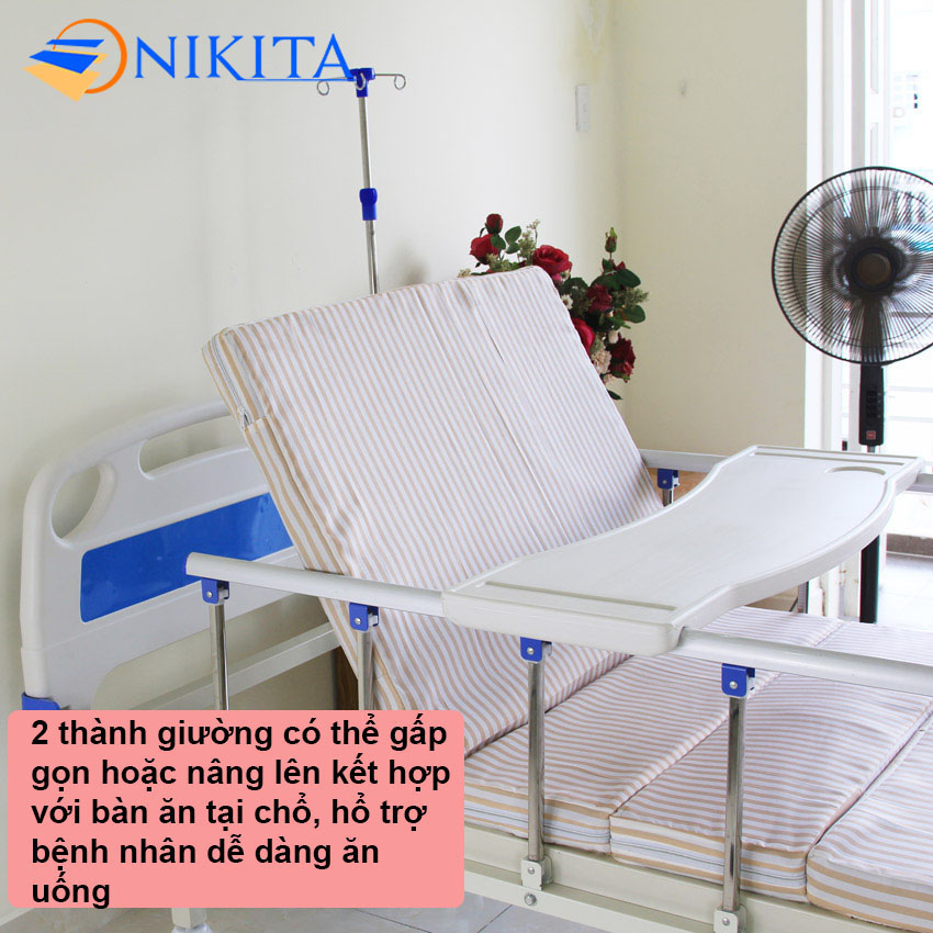 Giường bệnh y tế cao cấp đa chức năng - DCN03 chính hãng NIKITA - Chức năng nâng đầu - Nâng chân - Có chổ để bô