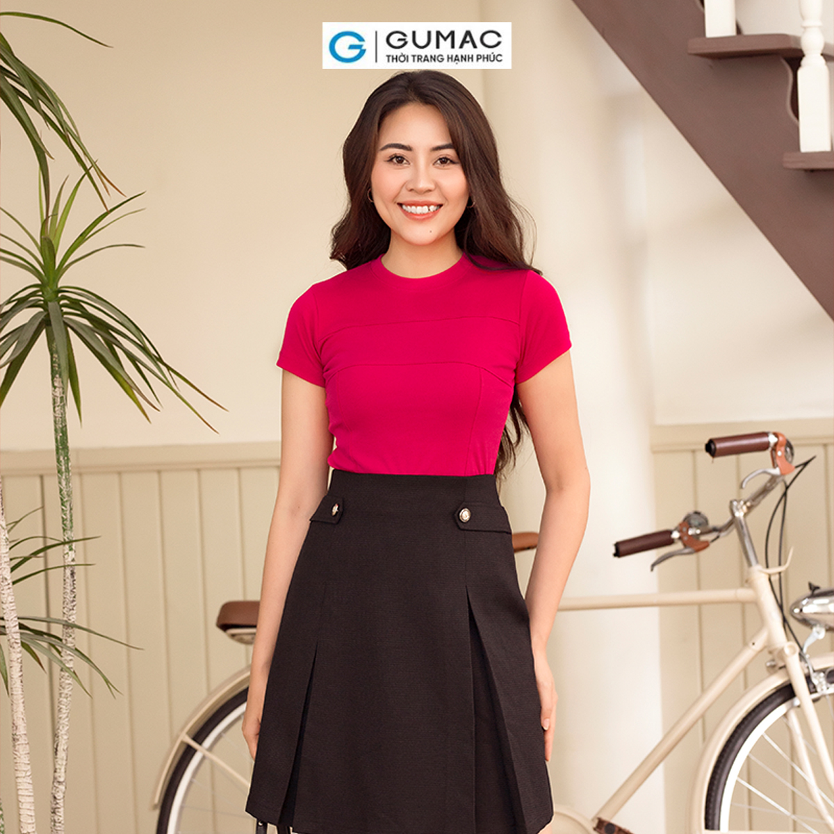 Áo thun nữ babytee phối đường rã diễu chỉ kiểu trẻ trung năng động thời trang GUMAC ATD06027