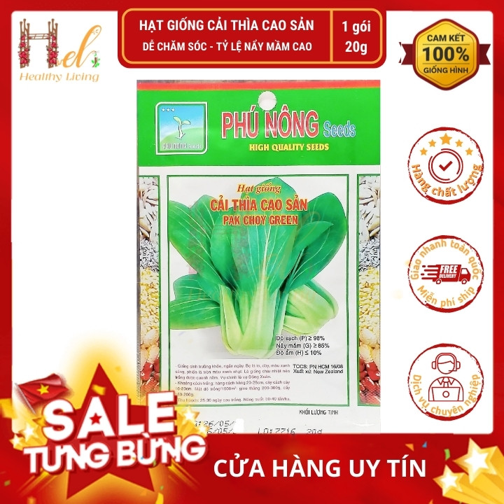 Hạt Giống Cải Thìa ( Cải Bẹ Lớn - Cải Chíp ) 20Gr- Trồng Rau Xanh Rau Sạch Bằng Đất Sạch, Mùn Dừa Và Phân Hữu Cơ - Phú Nông