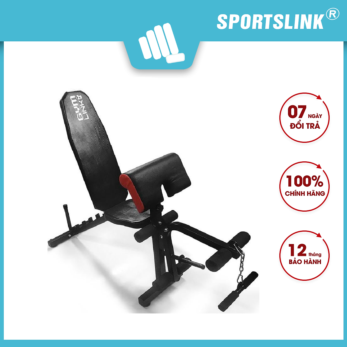 Ghế tập Gym đa năng điều chỉnh độ dốc kèm đá đùi Sportslink Gymlink GMK099