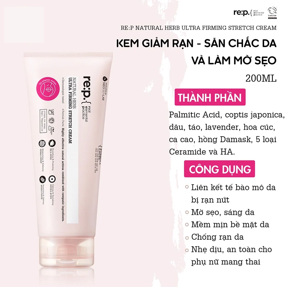 Kem giảm rạn da Re:p Natural Herb Ultra Firming Stretch Cream 200ml