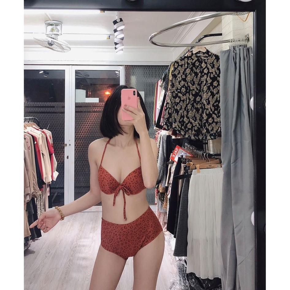 freeship Bikini hai mảnh da báo cam đất có gọng siêu hot ( Ảnh chụp thật 100%)