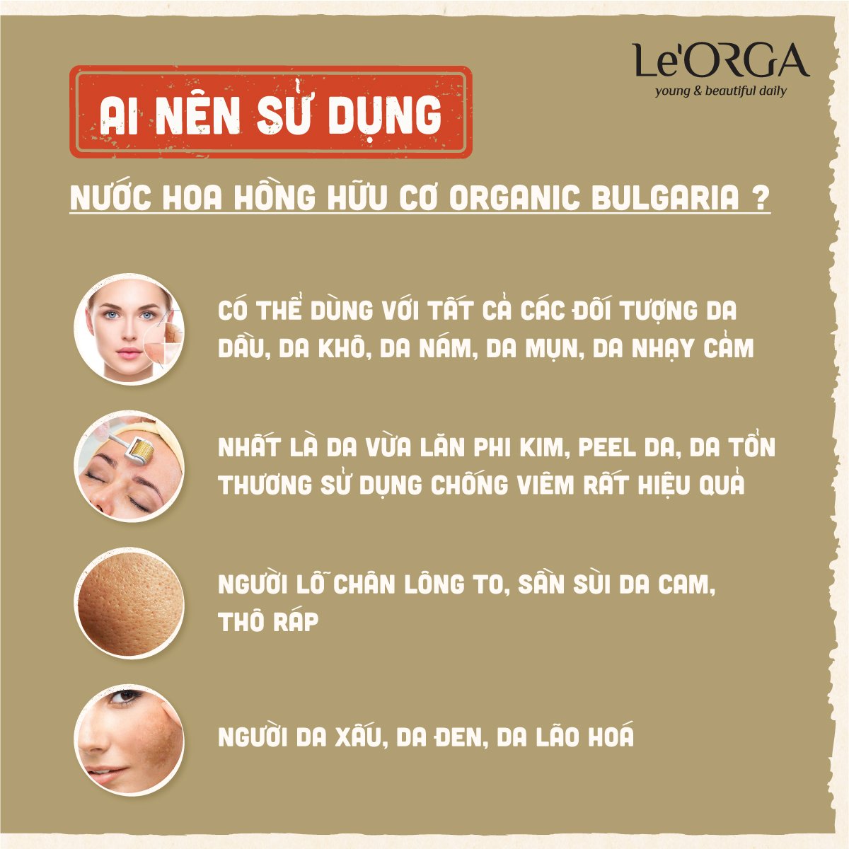 Nước Hoa Hồng Le'Orga - Toner Organic Bulgaria Cân Bằng Da Se Khít Lỗ Chân Lông 15ml