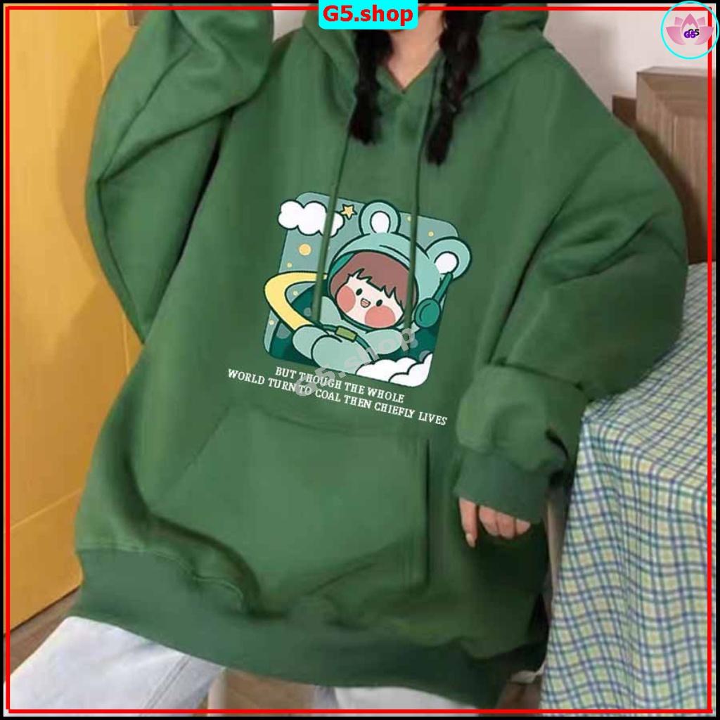 Áo hoodie nỉ có nón in hoạt hình cô bé nasa dễ thương chất liệu Nỉ Thu Đông hè Nam Nữ Unisex Form Rộng G5