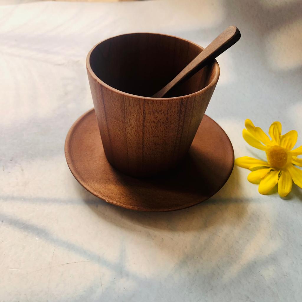 Cốc Gỗ Xoan Thân Trụ 7x8 cm Màu Chocolate , Cốc Uống Trà, Cà Phê, Basic Style, Chụp Ảnh Trang Trí