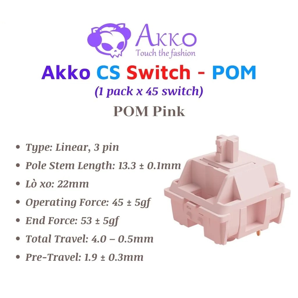 Hình ảnh Bộ 45 Switch cơ Akko CS POM Pink - Hàng chính hãng