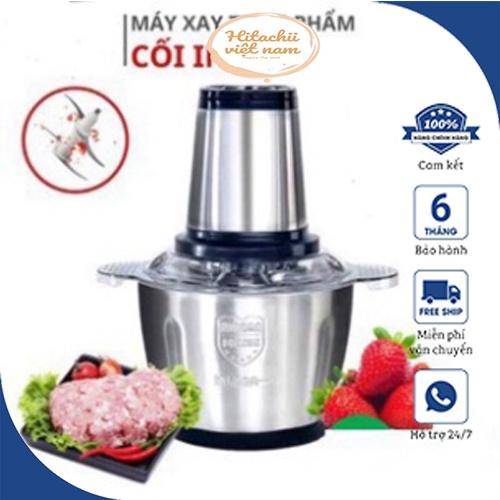 Máy Xay Thịt, Máy Xay Đa Năng Cối 2L inox Cầm Tay 2 Chế Độ 4 Lưỡi Dao Siêu Bền, Cối Xay inox - BH 6 Tháng