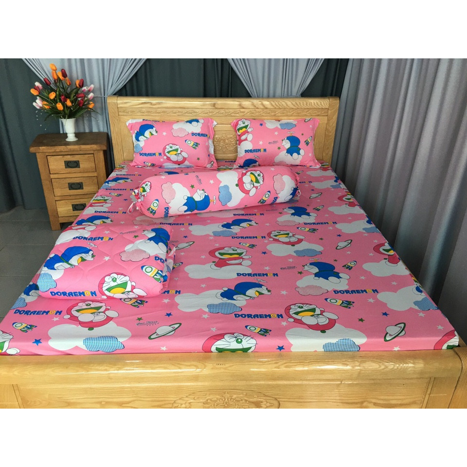 Bộ Drap Thun Lạnh Hàn Quốc mềm mịn , cực mát  ( 4 món } drap và 3 áo gối