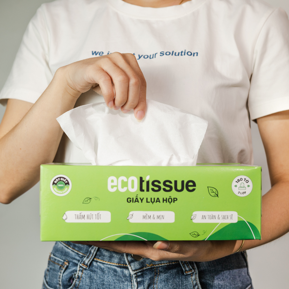 Khăn giấy ăn khăn giấy lụa Ecotissue hộp cao cấp 180 tờ siêu mềm mịn thấm hút tốt an toàn khi sử dụng