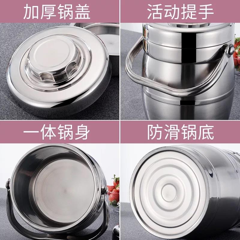 Nồi giữ nhiệt hai lớp bằng thép không gỉ phong cách mới nhất loại trống hộp cơm trưa di động thẳng hộp cơm công nhân văn phòng sinh viên hộp cơm di động