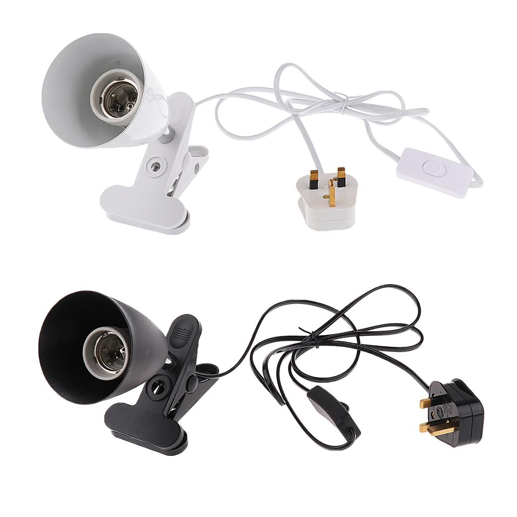 Bell Mouth E27 Base Reptile Light Bulb Holder Heat Basking Light UVB UVA Infrared Bulb Lamp Holder, UK Plug