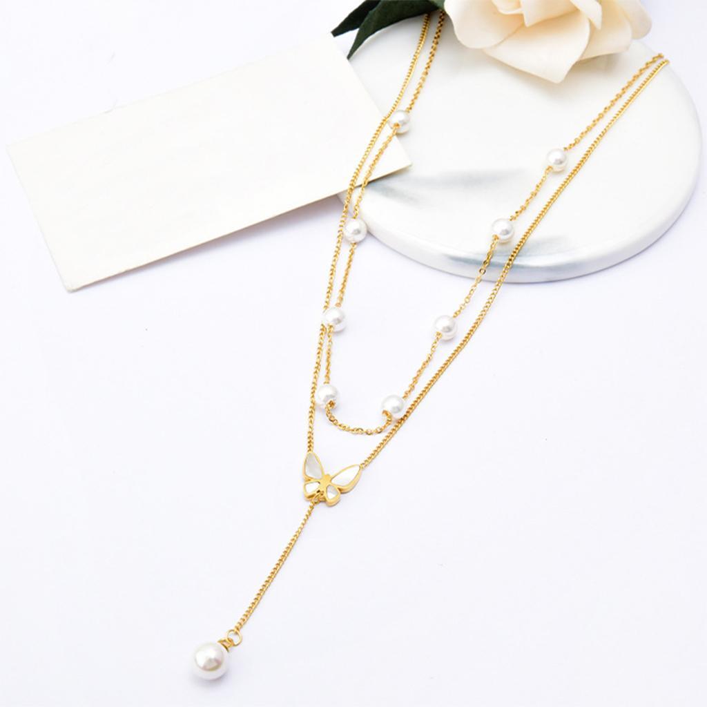 2021 2-layer Butterfly Chain Pendant Necklace Choker Women Jewelry Gifts