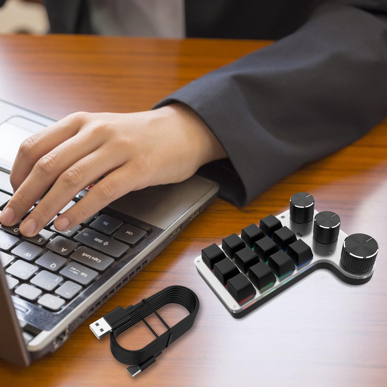 Portable Digital Keyboard Wireless 9 Keys 3 Knob Number Pad RGB for PC
