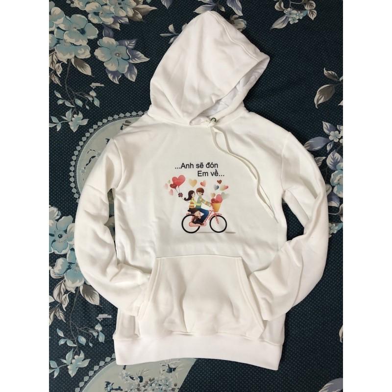 Hoodie đôi nỉ cotton dày (ảnh thật