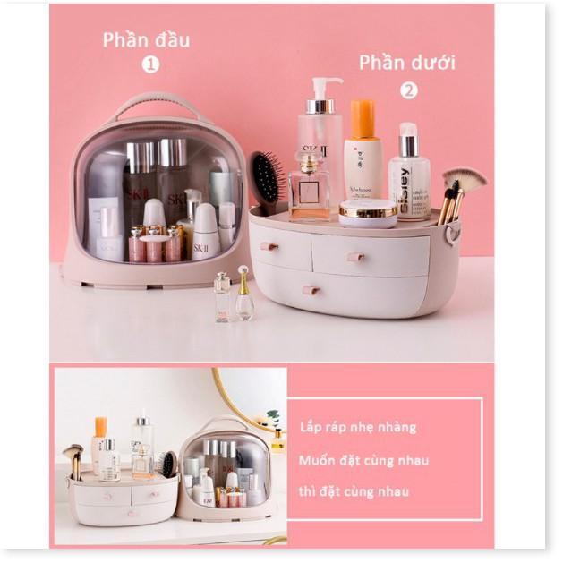 Hộp đựng mỹ phẩm có ngăn kéo , có thể đặt son và mặt nạ , chống bụi , hộp lưu trữ đa năng