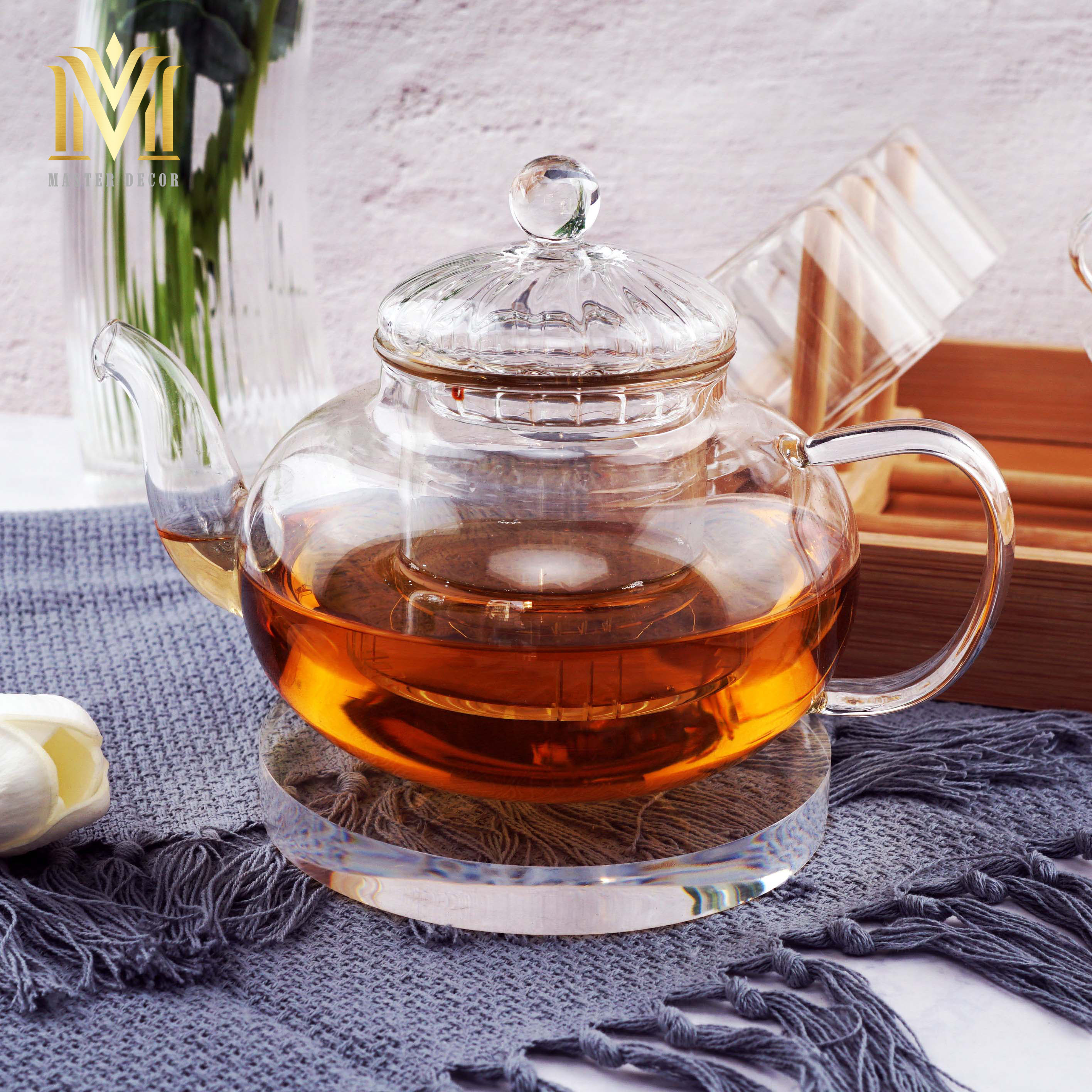 ẤM TRÀ AT108 THỦY TINH CAO CẤP MÀU TRẮNG DUNG TÍCH 500ML