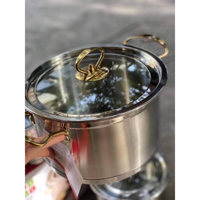 Bộ 3 nồi inox 430 MISU LOUIS cao cấp 5 đáy nắp thuỷ tinh tay cầm cách nhiệt