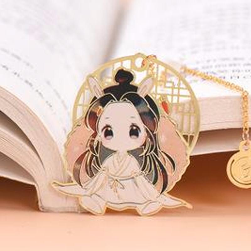 Bookmark kim loại mỏng THIÊN QUAN TỨ PHÚC MA ĐẠO TỔ SƯ HỆ THỐNG TỰ CỨU in màu anime chibi