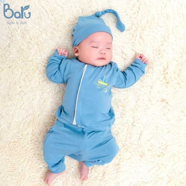 Bộ dài tay cài giữa  BARU cho bé chất liệu cotton mềm mại thu đông cho sơ sinh, quần áo trẻ em ( 0- 6M )