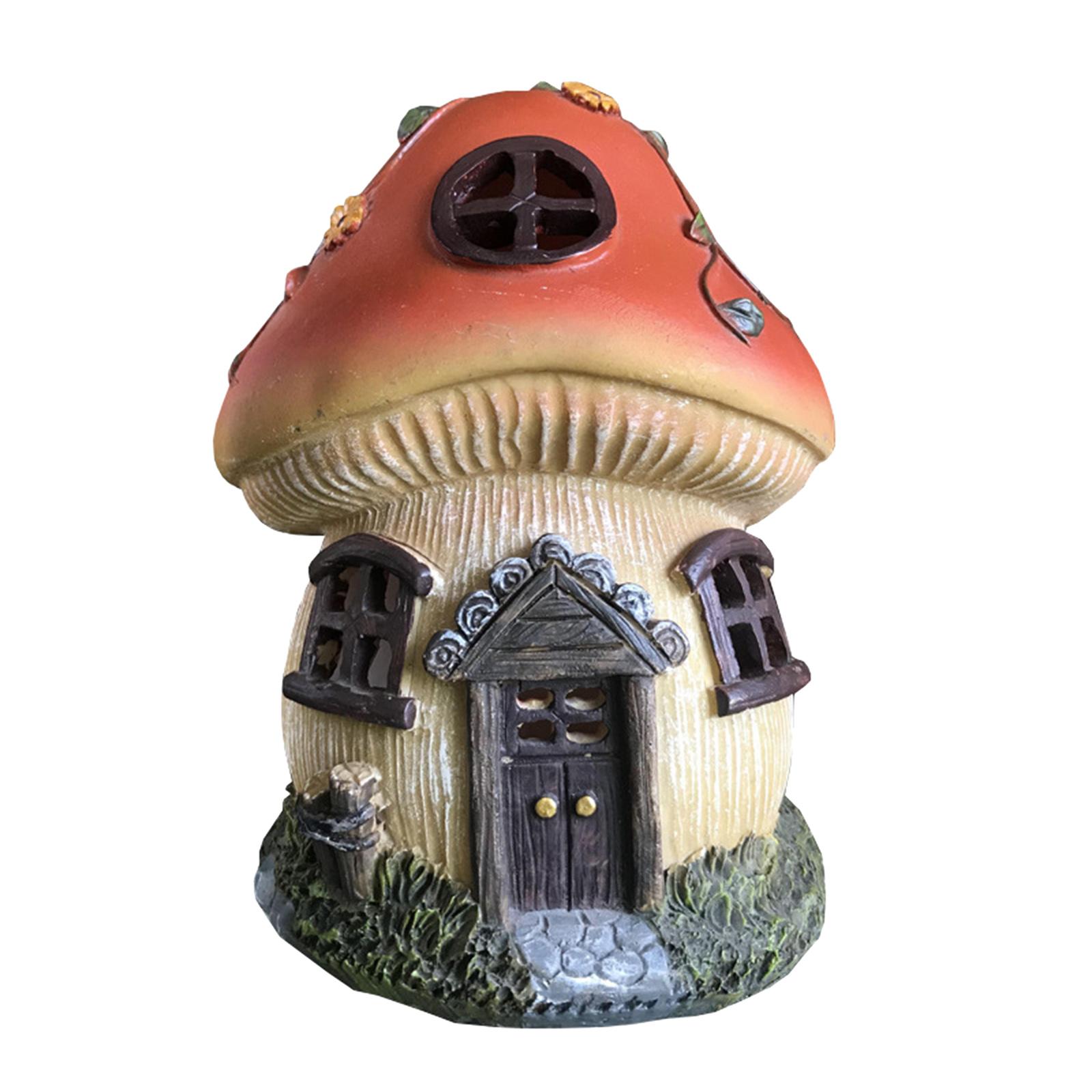 Home Mushroom House Garden Solar Powered Light Yard Patio Ornament Figurine