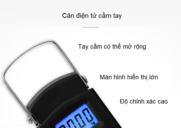 Cân móc treo điện tử cầm tay hay bỏ túi tiện lợi tải trọng tối đa 50kg chuyên dụng nhà bếp (Tặng móc treo chai nước-giao màu ngẫu nhiên)