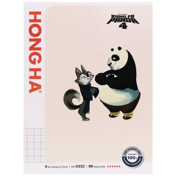 Combo 5 Tập Học Sinh Class KungFu Panda 4 - 4 Ô Ly Vuông - 96 Trang 100gsm - Hồng Hà 0332 - Mẫu 1 + Tặng Kèm Thẻ Cào