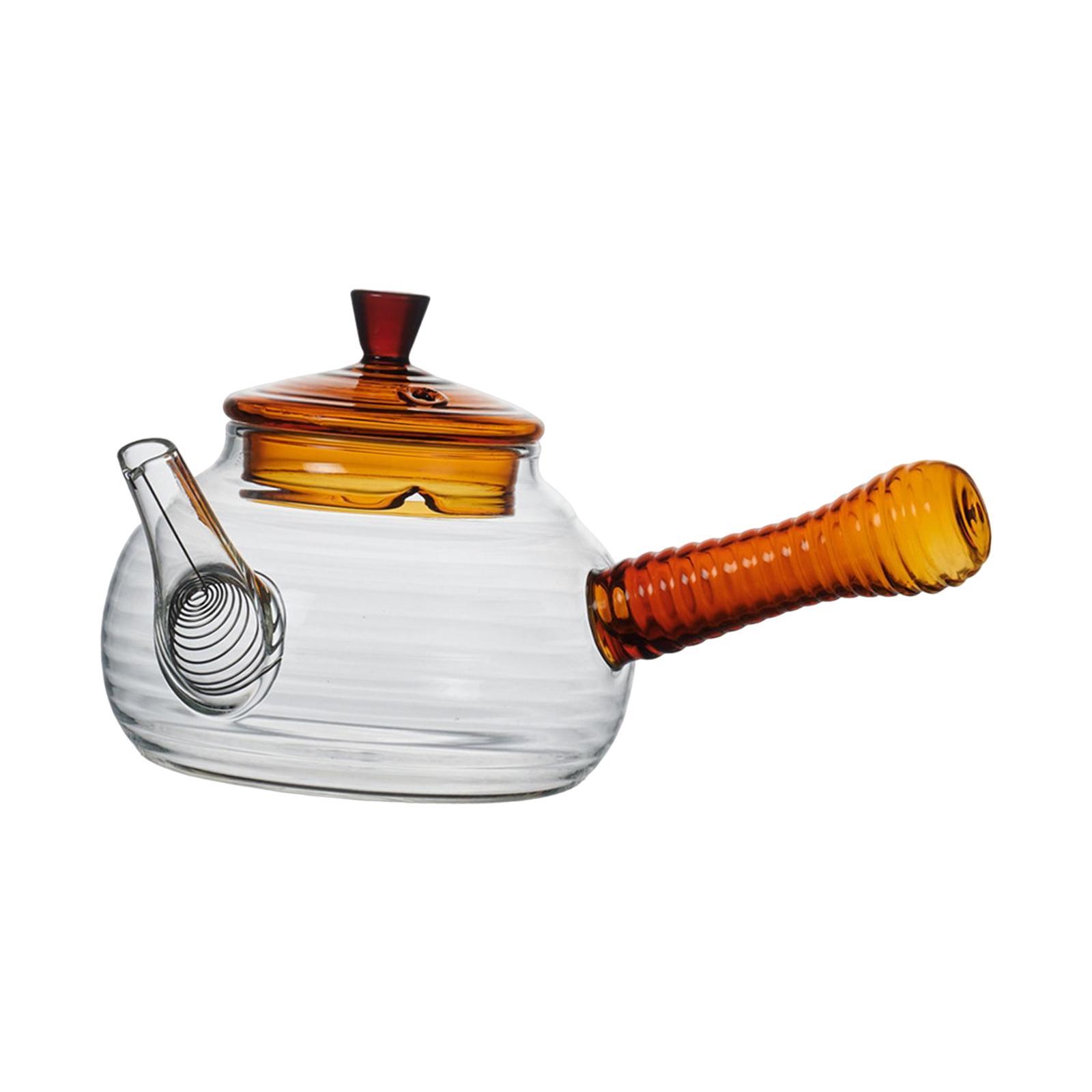 Borosilicate Glass Teapot with Tea Strainer Hand Blowing Clear Tea Pot for Loose Leaf Tea