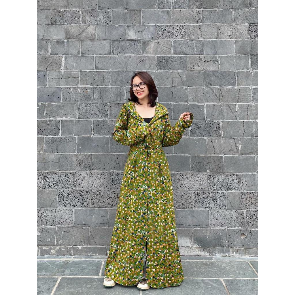 Hình ảnh Áo khoác nữ chống nắng toàn thân 3 lớp vải lanh nhung Nhật có khẩu trang dài phủ kín chân - ao chong nang nu
