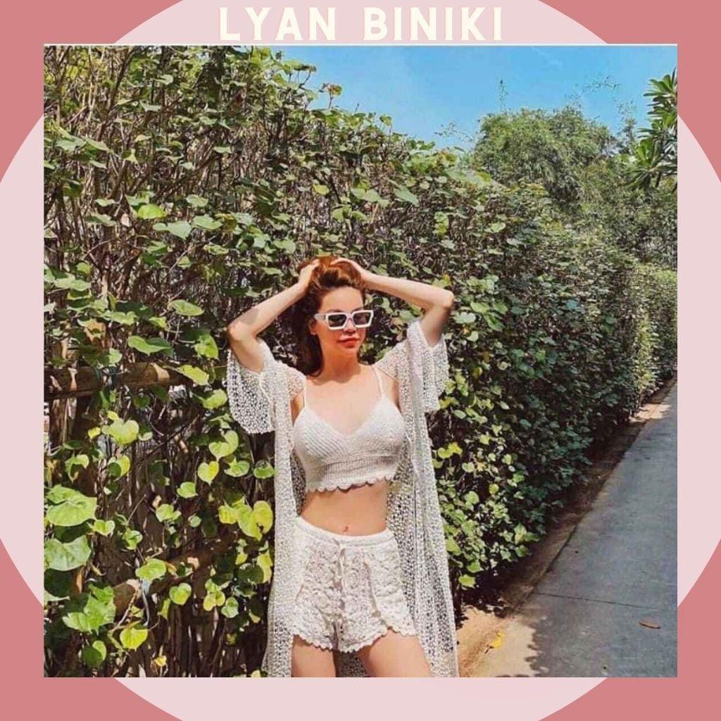 Bikini đồ bơi nữ 2 mảnh áo choàng len móc kín đáo cao cấp đi biển LYAN BIKINI B08