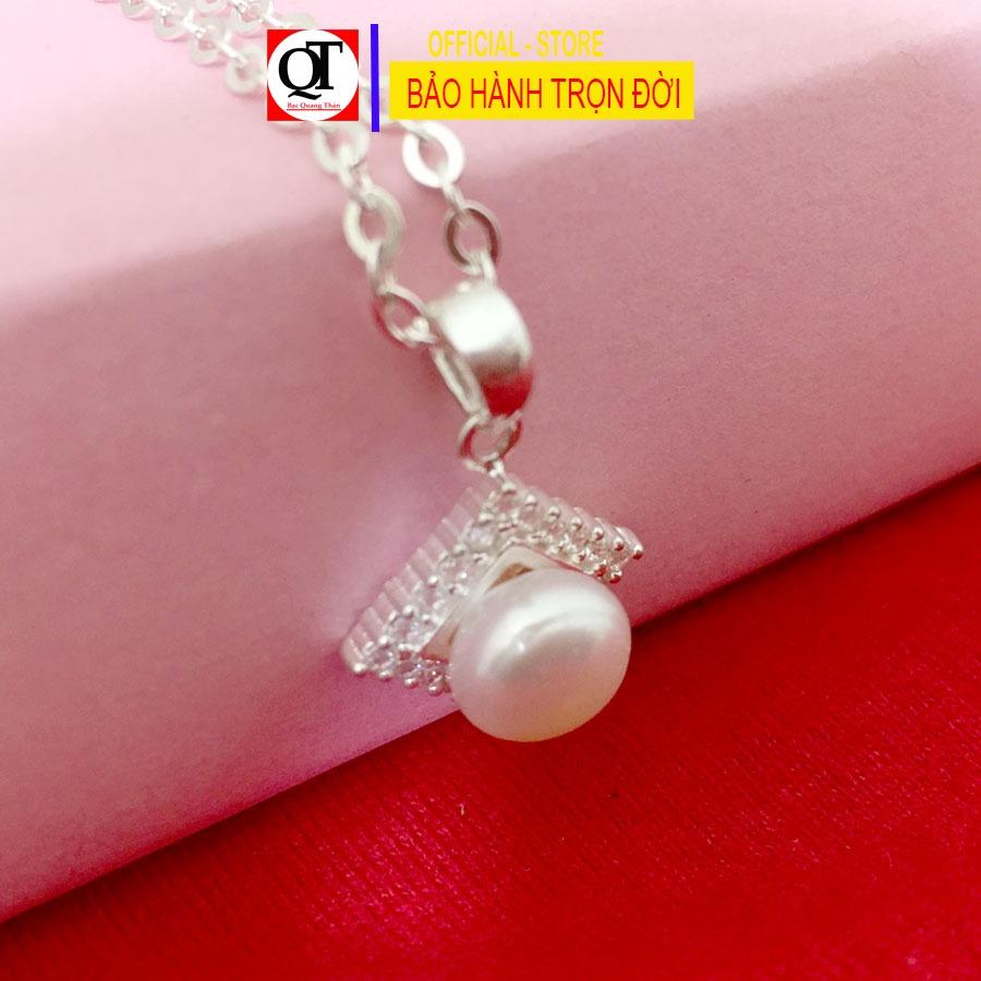 Dây chuyền nữ bạc 925 mặt dây gắn ngọc size 6ly cao cấp phong cách thời trang trang sức Bạc Quang Thản - QTBTS19